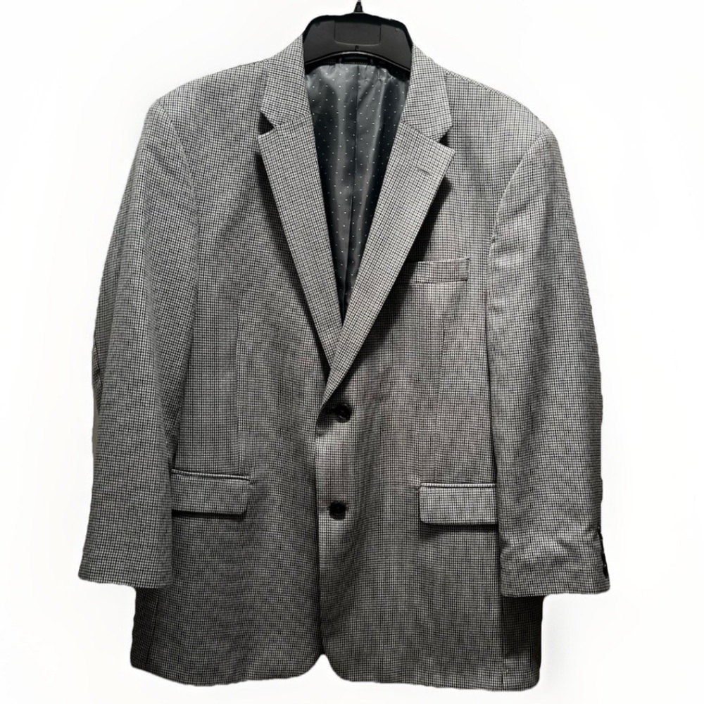 $25 SALE Tommy Hilfiger‎ Mens 43 Gray Houndstooth Designer Blazer Regular Fit